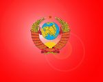 Герб СССР на ярко красном фоне